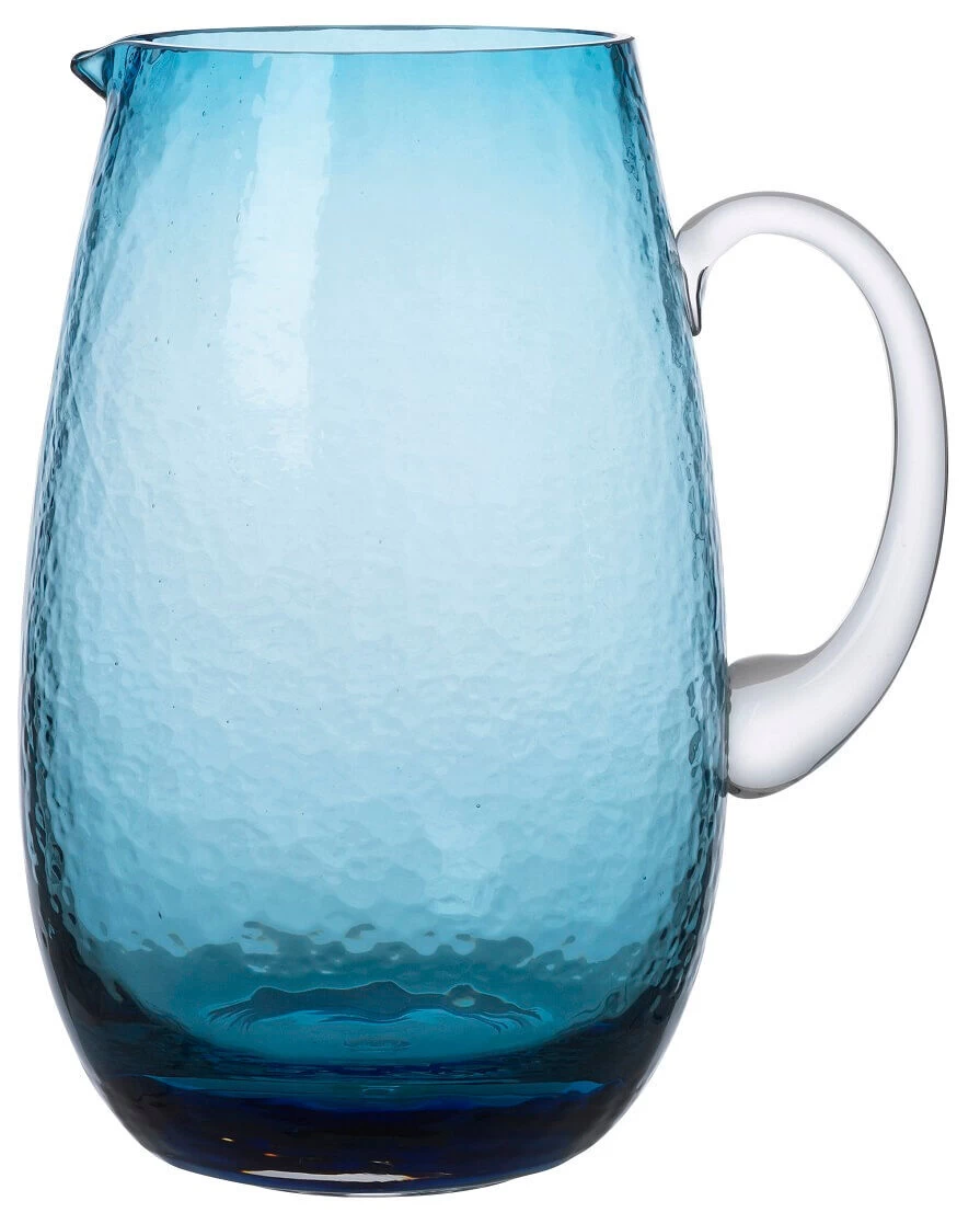 Broste Copenhagen Hammered Karaf 2 Liter ø 14 Cm H 22 Cm Glas Blauw 1 Broste Copenhagen Hammered Karaf 2 Liter ø 14 Cm H 22 Cm Glas Blauw