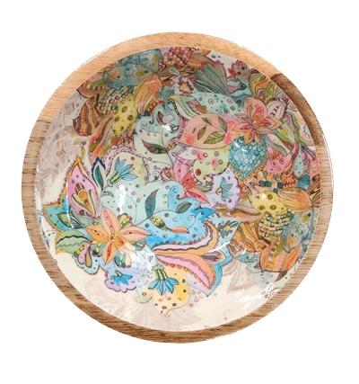 By Room Schaal Rond ø 18 Cm Mangohout Multicolor 1 By Room Schaal Rond ø 18 Cm Mangohout Multicolor