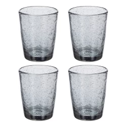 Broste Copenhagen Bubble Tumbler 250 Ml Glas 4-delig Grijs