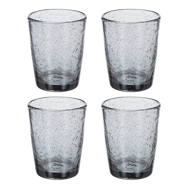 Broste Copenhagen Bubble Tumbler 250 Ml Glas 4-delig Grijs 1 Broste Copenhagen Bubble Tumbler 250 Ml Glas 4-delig Grijs