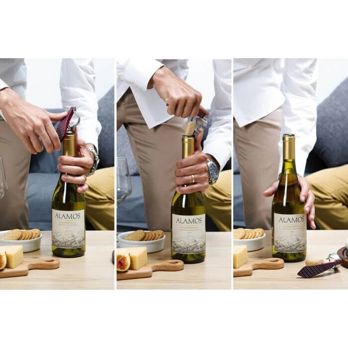 Peleg Bottle Tie Kurkentrekker Strepenpatroon 11,5 Cm Rvs Rood 4 Peleg Bottle Tie Kurkentrekker Strepenpatroon 11,5 Cm Rvs Rood - Afbeelding 4