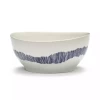 Serax Feast By Ottolenghi Kom L ø 17 Cm H 7 Cm Aardewerk White + Swirl-Stripes Blue