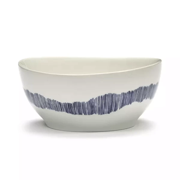 Serax Feast By Ottolenghi Kom L ø 17 Cm H 7 Cm Aardewerk White + Swirl-Stripes Blue