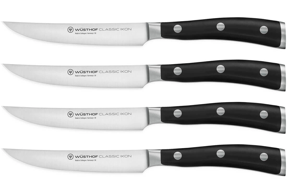 Wüsthof Classic Ikon Steakmessenset Messenstaal 4 Stuks 1 Wüsthof Classic Ikon Steakmessenset Messenstaal 4 Stuks